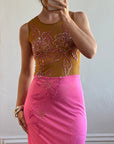 Vintage Y2K Naked Embellished Bodycon Midi Hot Pink