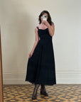 Vintage 90s Double Strap Midi Dress Black