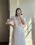 Vintage 70s Polka Chiffon Frill Wedding Dress