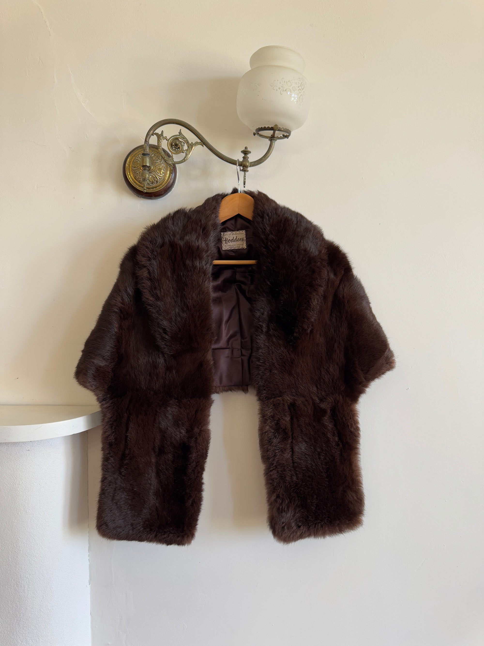 Vintage 50s Chocolate Brown Fur Stole