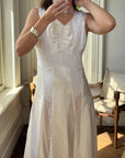 Vintage 40s Liquid Satin Sleeveless Lace Wedding Gown