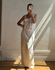 Vintage 90s Ivory Crepe Bridal Pencil Skirt