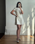 Vintage 90s Christian Dior Guipure Lace Structured Bridal Mini Creme