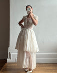 Vintage 50s Sheer Brodiere Anglaise Tiered Wedding Dress