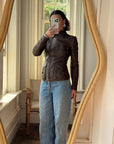 Vintage Y2K YSL Rive Gauche Leather Jacket Chocolate