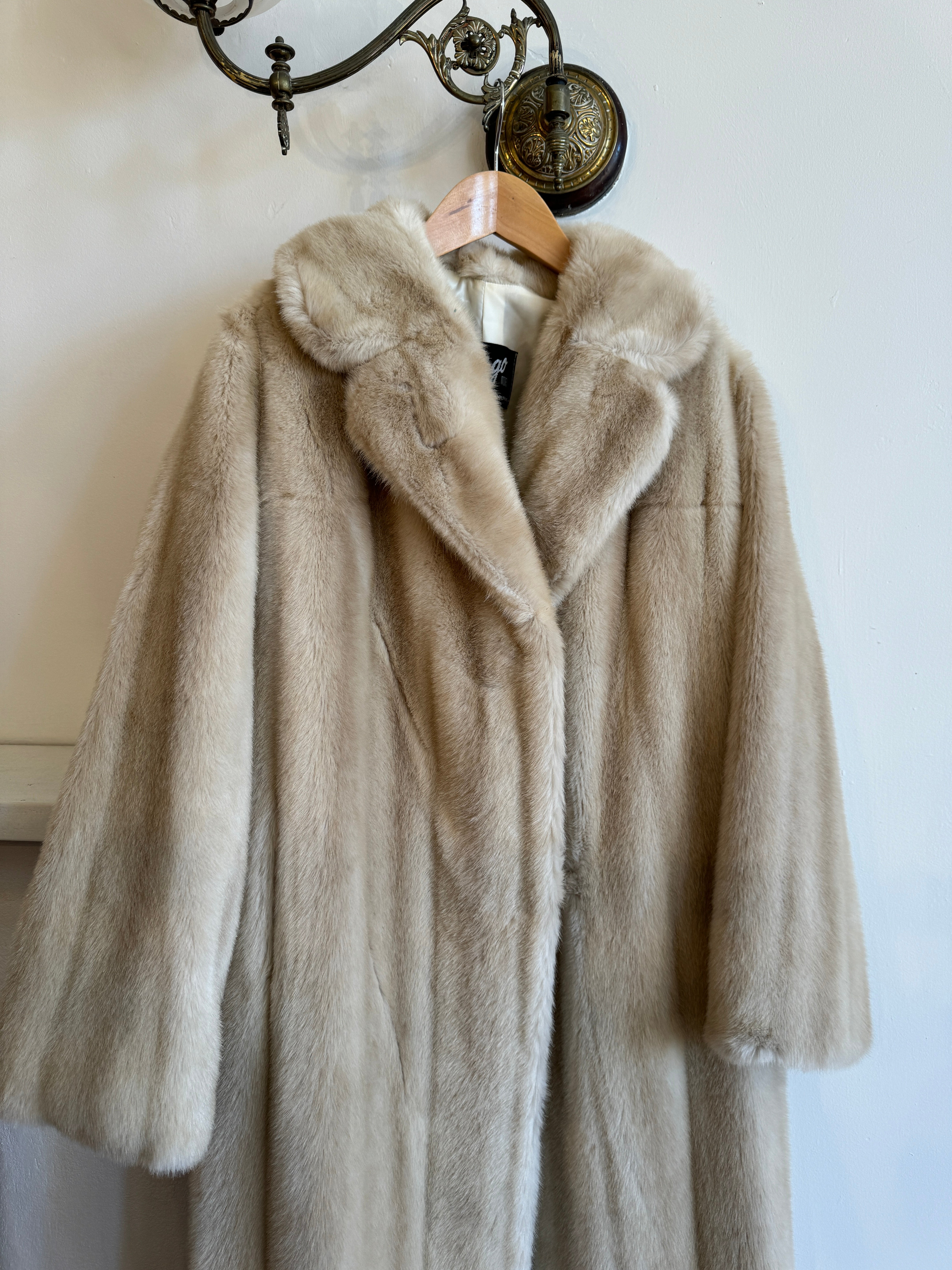 Vintage Champagne Faux Fur Coat