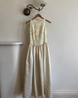 Vintage 90s Brocade High Front Satin Wedding Gown Champagne
