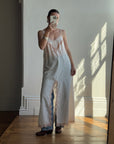 Vintage Embroidered Lace Midi Slip Dress Marshmallow