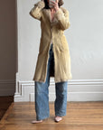 Vintage 90s Patchwork Leather Mid Length Coat with Fur Lining