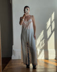 Vintage Embroidered Lace Midi Slip Dress Marshmallow