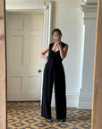 Vintage 90s Tailored Crepe Jumpsuit Black