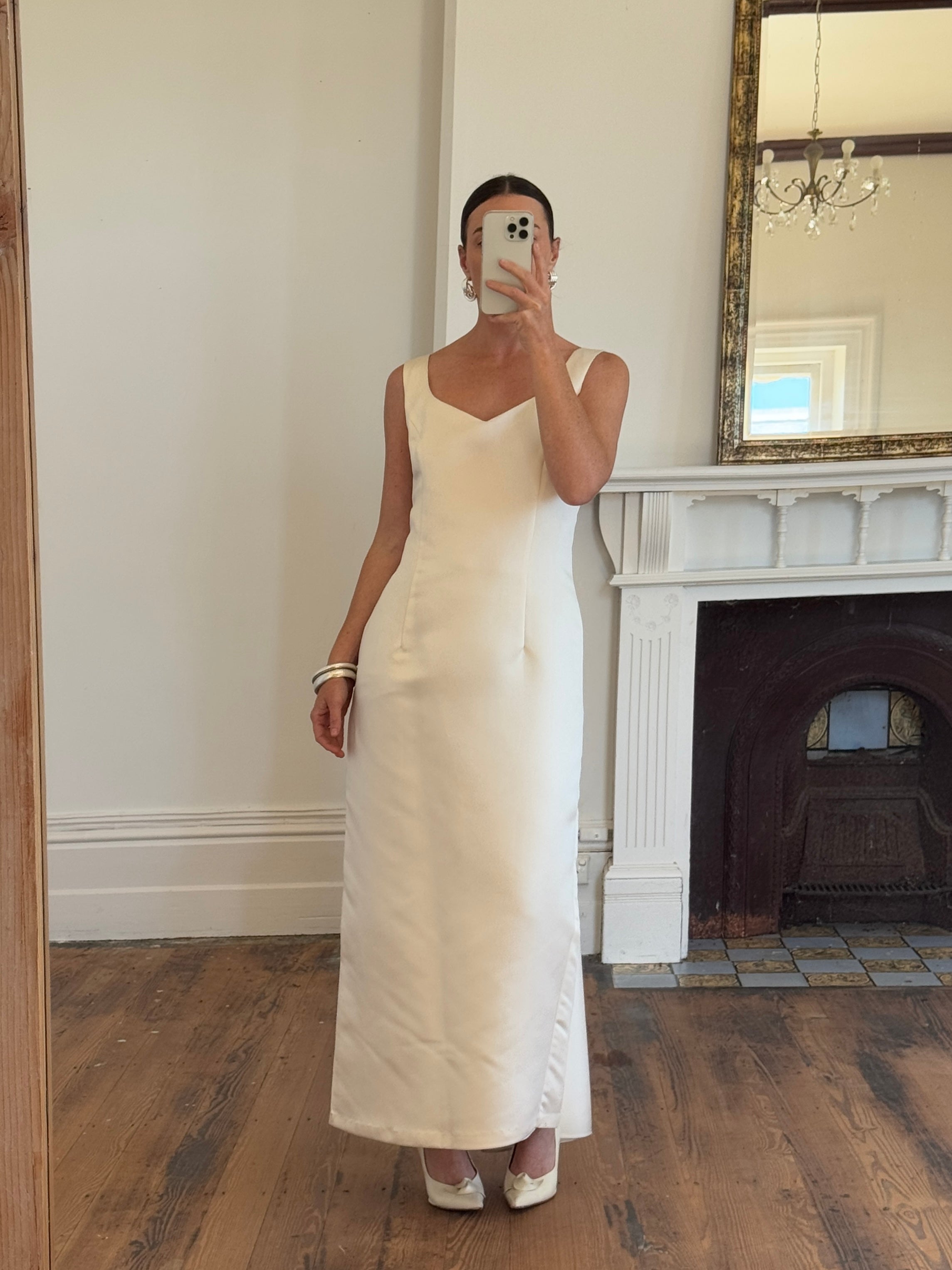 Vintage 90s Satin Slip Ribbon Crossover Bow Bridal Midi