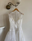 Vintage 80s Pearl Embellished Chiffon Princess Wedding Dress