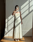 Vintage 90s Boho Lace Net Empire Wedding Dress