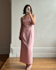 Vintage 90s Crepe Cowl Neck Slip Dress Dusty Rose