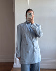 Vintage 90s Calvin Klein Pure Silk Double Breasted Blazer Dusty Blue