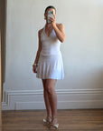 Vintage Y2K Jersey Halter Mini Dress White