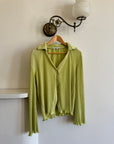 Vintage 90s Lime Pleated Button Up Blouse