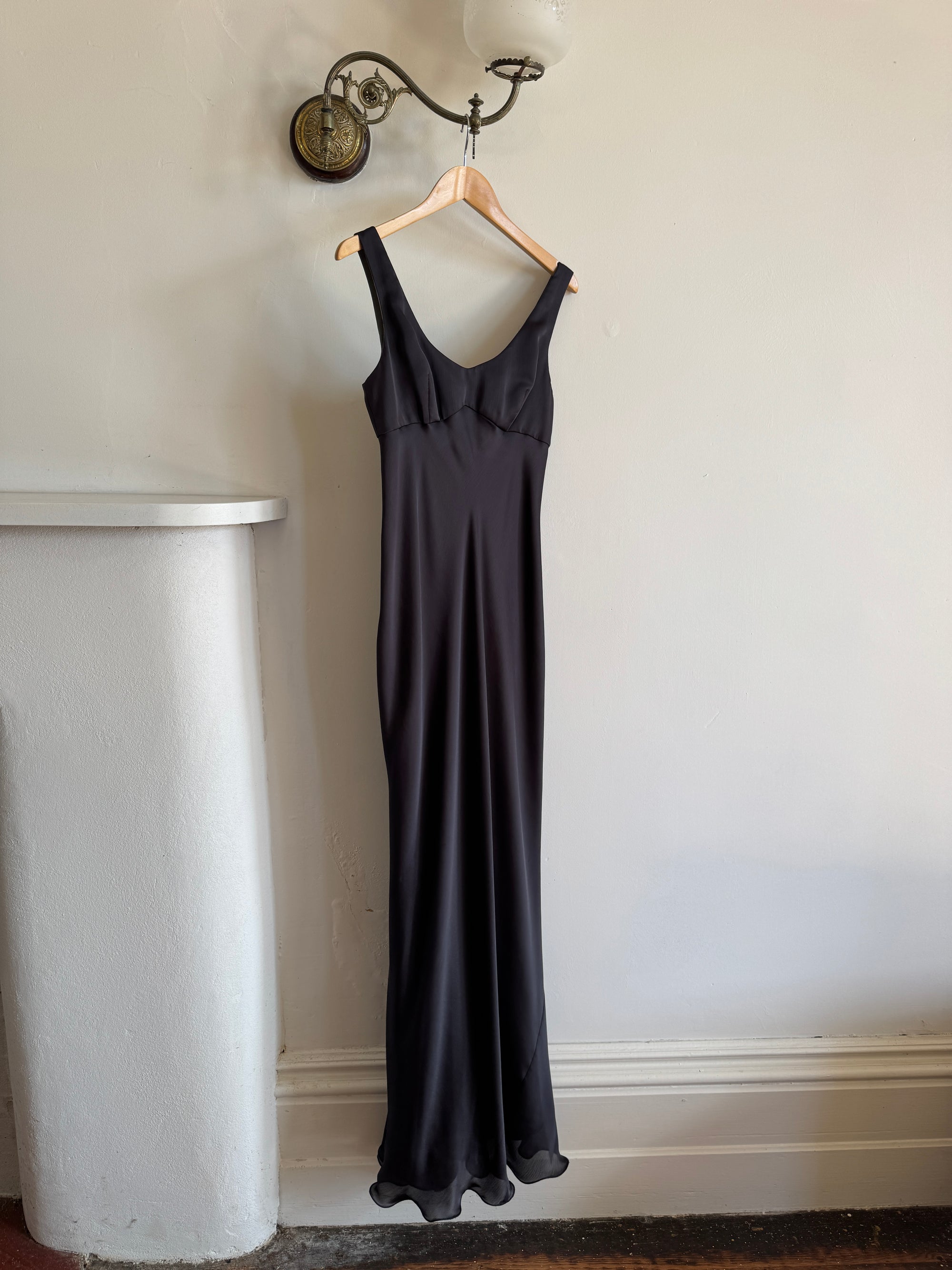 Vintage 90s Bias Cut Prom Dress Noir