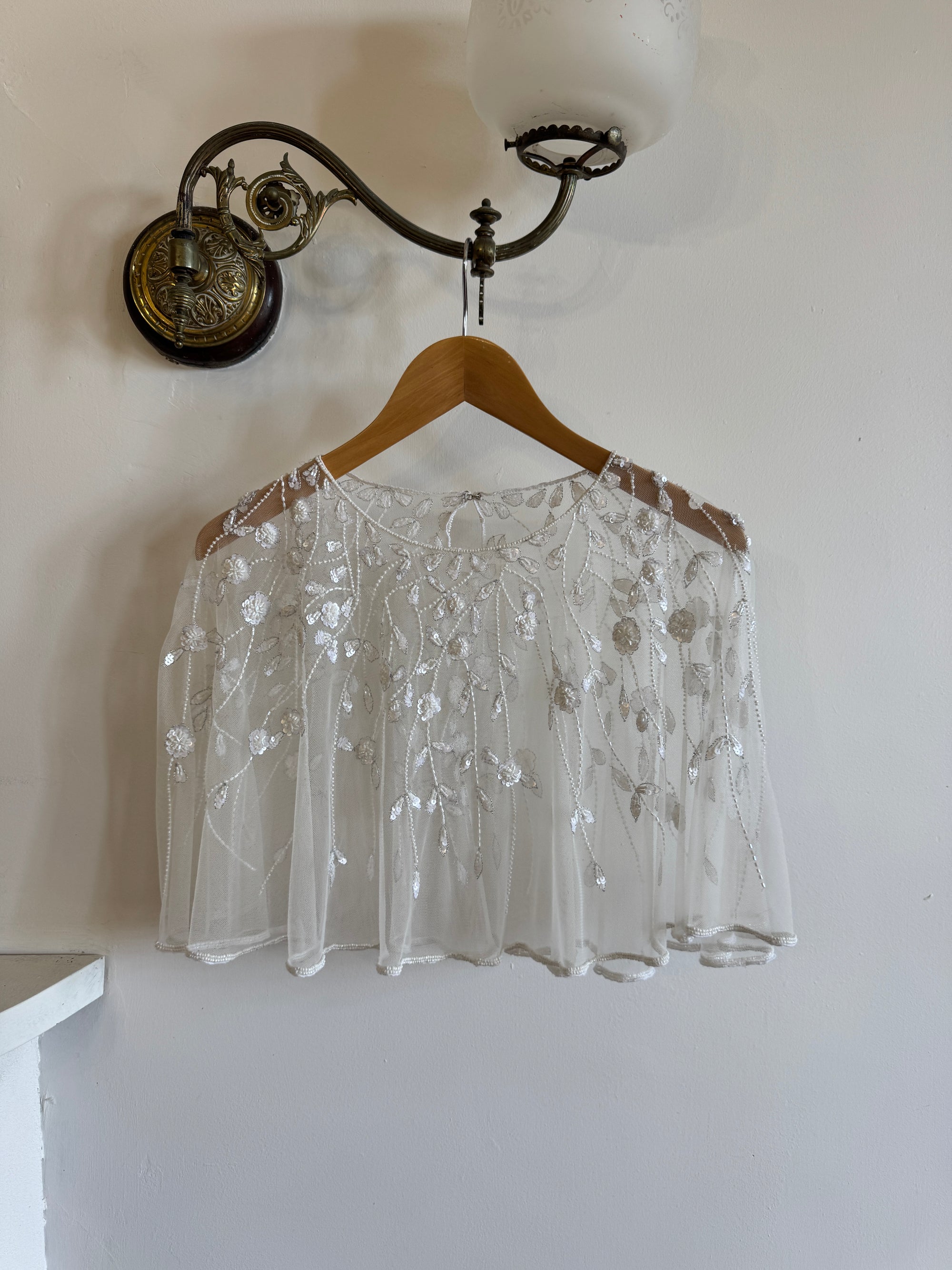 Vintage Y2K Vine Beaded Bridal Cape