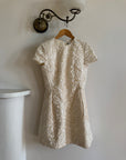 Vintage 90s Christian Dior Guipure Lace Structured Bridal Mini Creme