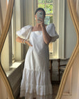 Vintage 80s Linen Drop Waist Sundress Ivory