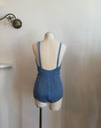 Vintage 1960s Cornflower Blue Ruched Swimsuit