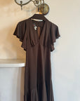 Vintage 90s Chocolate Drop Waist Ruffle Dress