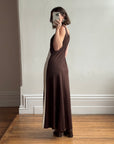 Vintage 60s Chocolate Swirl Jersey Maxi Dress