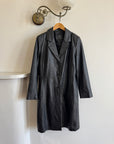 Vintage 90s Leather Mid Length Trench