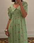 Vintage 70s Petite Floral Collared Maxi Dress