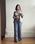 Vintage 70s 3 piece Chambray and Lace Western Set