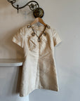 Vintage Silk and Wool Beaded Micro Mini Dress Creme