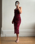 Vintage 90s Burnt Velvet Cowl Neck Dress Plum