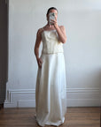 Vintage 90s Italian Bridal Fairy Tulle Embroidered Bustier and Satin Skirt
