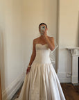 Vintage Y2K Pure Silk Drop Waist Satin Strapless Wedding Gown