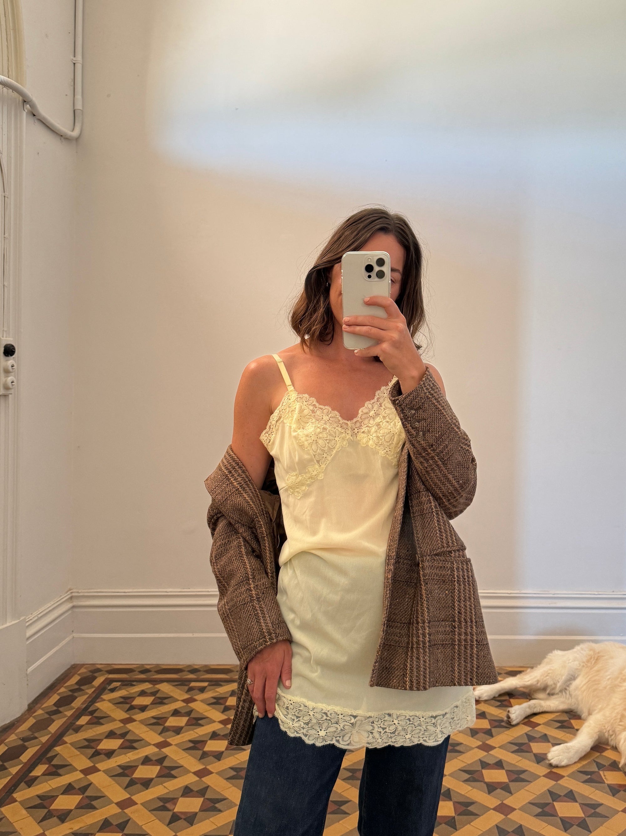 Vintage Butter Lemon Slip Mini Dress