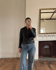 Vintage 90s Cropped Zip Front Leather Jacket