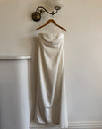Vintage 90s Ivory Strapless Wedding Dress with Chiffon High Split