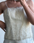 Vintage 90s Italian Bridal Fairy Tulle Embroidered Bustier and Satin Skirt