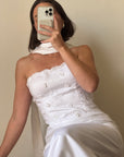 Vintage 90s Drop Waist Floral Wedding Dress