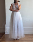 Vintage 40s Tulle Lace V Neck Daisy Wedding Dress