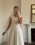 Vintage 60s Sleeveless Lace Wedding Gown With Train