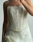Vintage 90s Italian Sequin Bustier and Ruffle Skirt Bridal Set