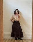 Vintage 90s Chocolate Brown A Line Maxi Skirt
