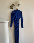 Vintage 80s Royal Blue Long Sleeve Fringe Dress