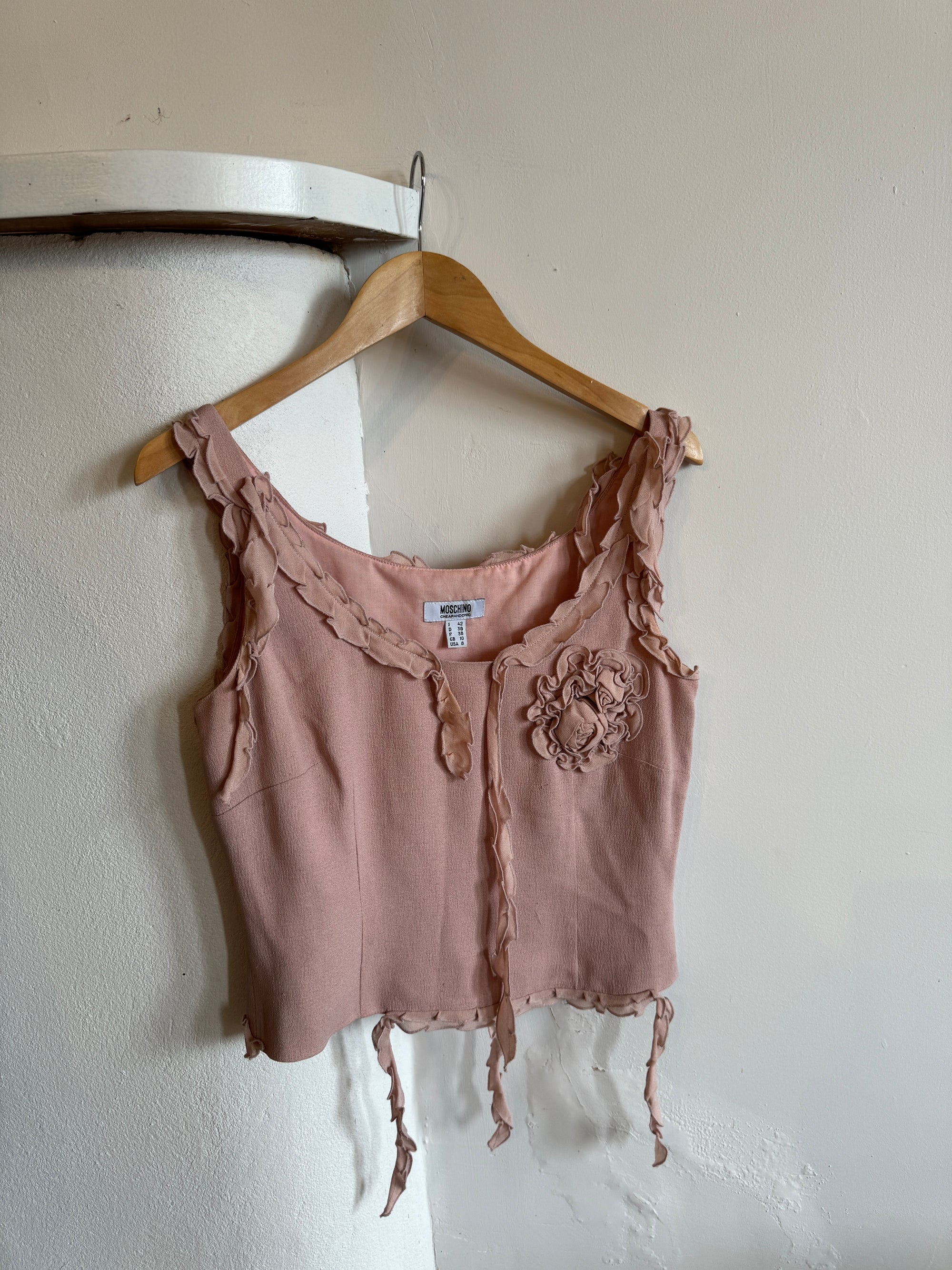 Vintage 90s Moschino Dusty Pink Rosette Top