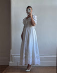 Vintage 70s Broderie Anglaise Frill Wedding Dress Ivory