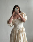 Vintage Puff Sleeve Rosette Bridal Gown