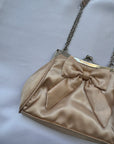 Vintage Champagne Satin Bow Bag